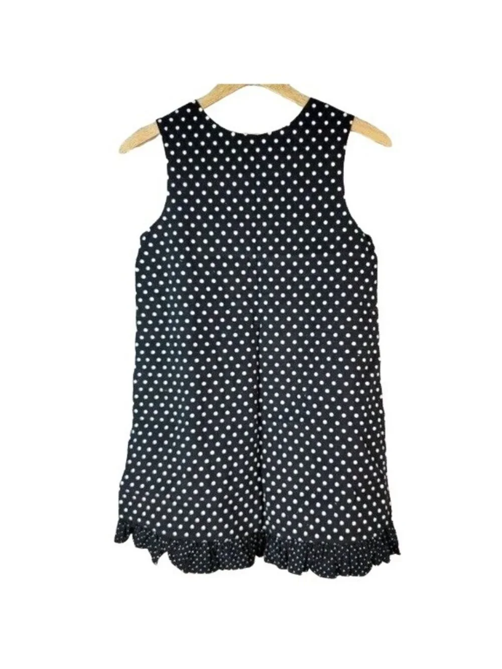 Lolly Wolly Doodle Dots Dress Black White Size 10 Ruffle Sleeveless Cotton NEW